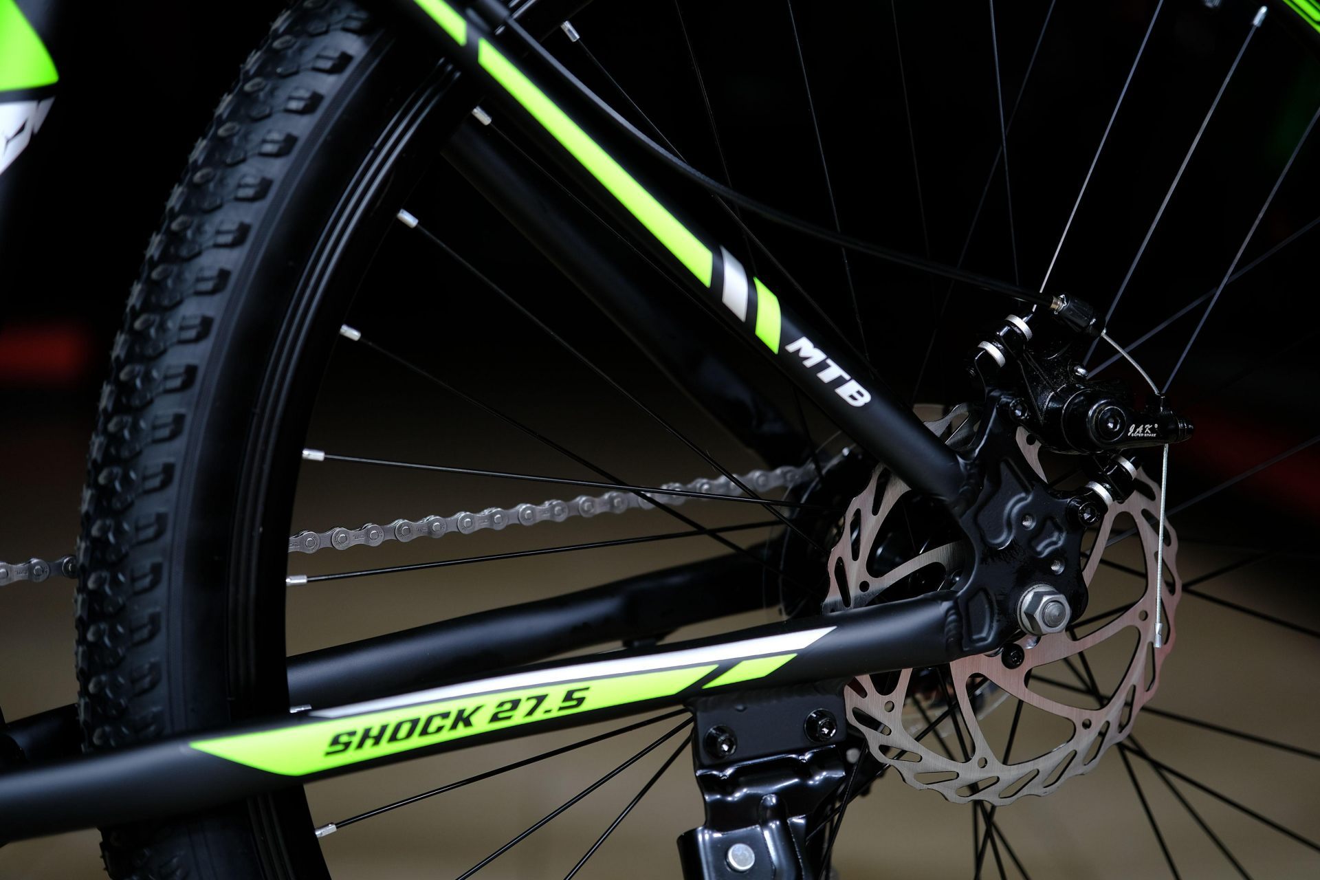 Тормоз дисковый механический JAK 160мм
 HOKE Shock 27,5 MD матовый чёрный-оранжевый 15